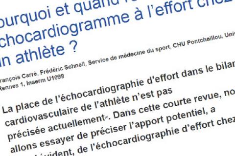 POURQUOI ET QUAND RÉALISER UN ECHO-CARDIOGRAMME À L'EFFORT CHEZ UN ATHLÈTE ?